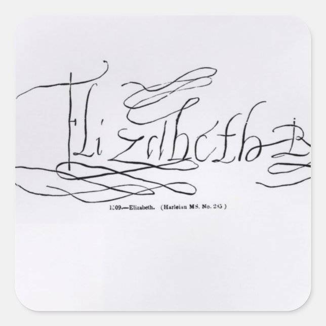 Signature of Queen Elizabeth I Square Sticker (Front)