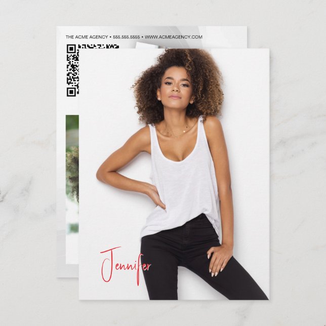 Signature Postcard QR Code Actor Model Promo Card (Front/Back)