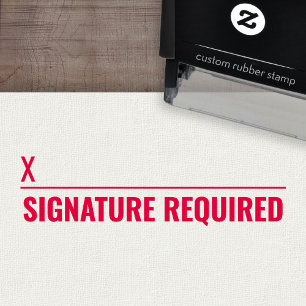 Signature Required with x signing line - Bold Self-inking Stamp