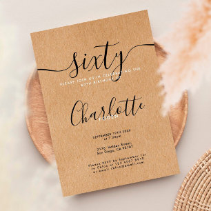 Signature Rustic Kraft 60th Birthday Invitation