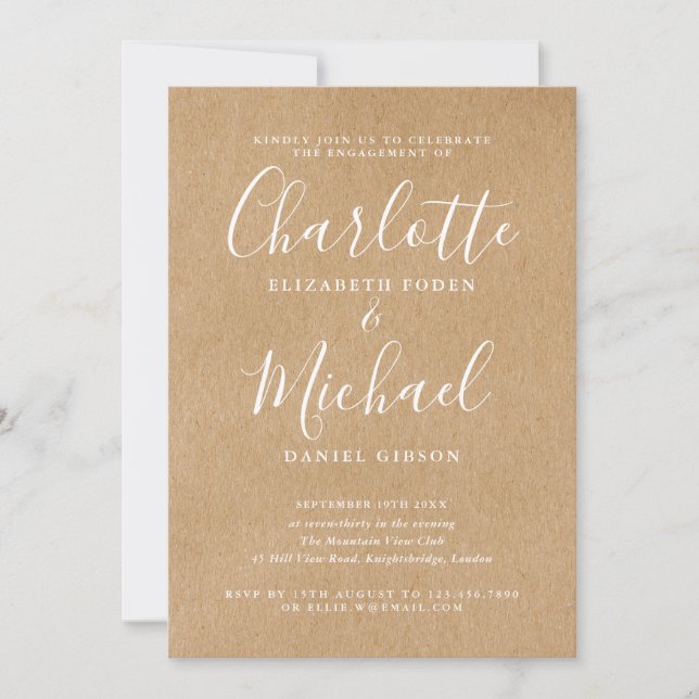 Signature Rustic Kraft Engagement Party Invitation (Front)
