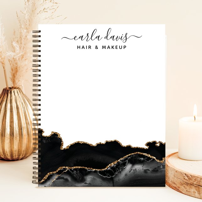 Signature Script Agate Black And Gold Marble Notebook (Creator Uploaded)