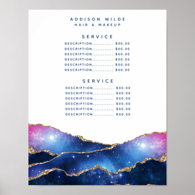 Signature Script Agate Galaxy Service Price Poster (Front)