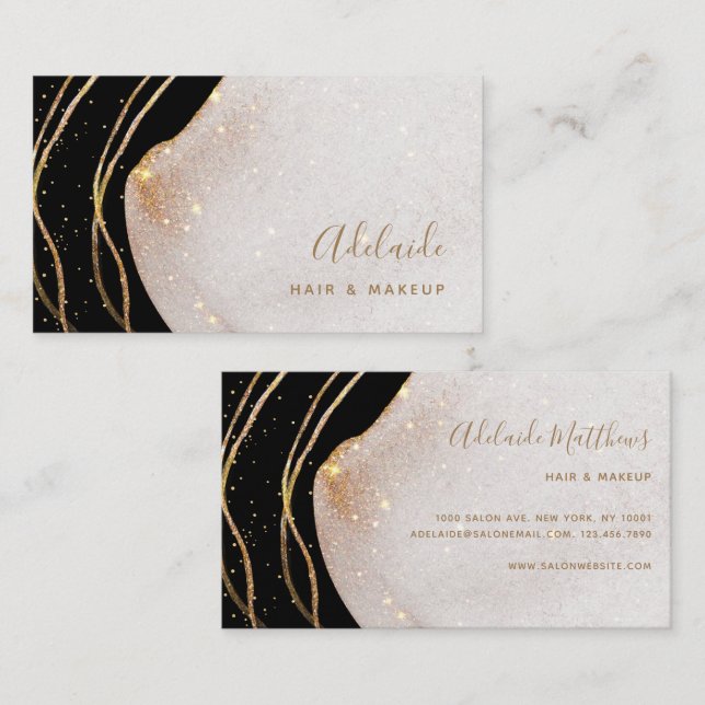 Signature Script Black And Gold Agate Business Card (Front/Back)