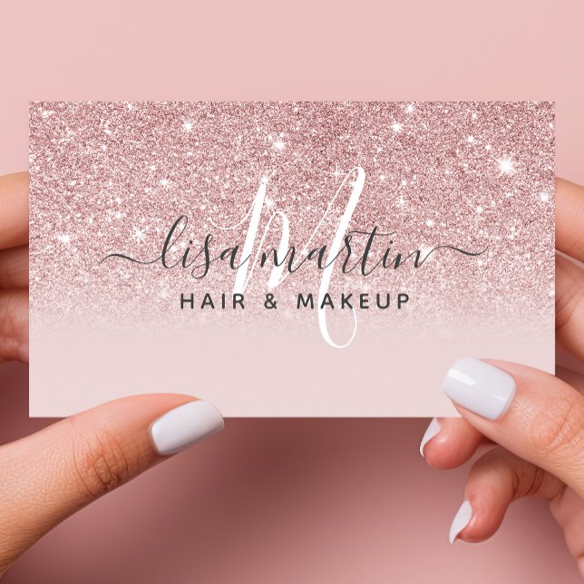 Signature Script Blush Pink Glitter Modern Girly Business Card (Creator Uploaded)