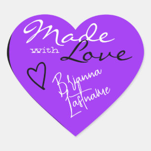 Signature Script Bright Purple Made with Love Heart Sticker