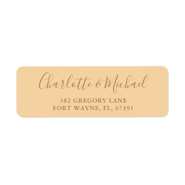 Signature Script Champagne Wedding Return Address Return Address Label (Front)