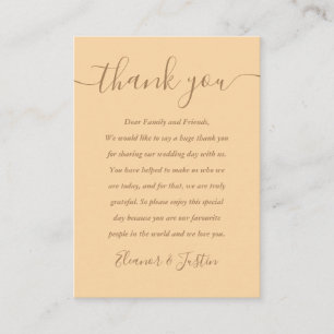 Signature Script Champagne Wedding Thank You Place Card