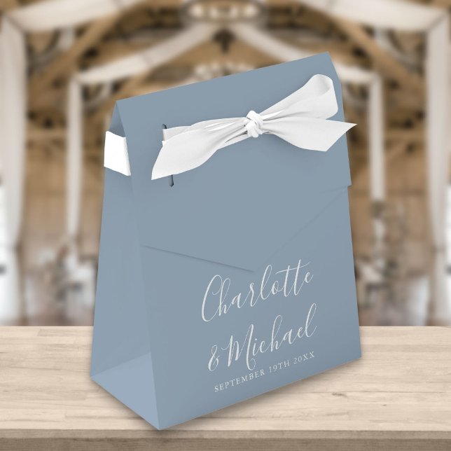 Signature Script Dusty Blue Elegant Wedding Favour Box (Creator Uploaded)