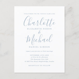 Signature Script Dusty Blue Wedding Invitation