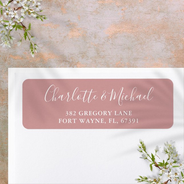 Signature Script Dusty Rose Wedding Return Address Label (Signature Script Dusty Rose Wedding Return Address Label)
