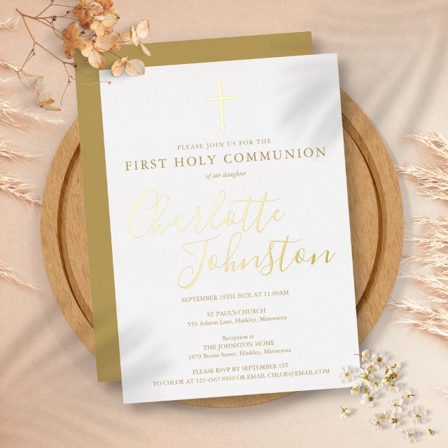Signature Script Gold First Holy Communion (Signature Script Gold First Holy Communion Foil Invitation)