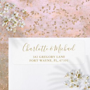Signature Script Gold Wedding Return Address Label