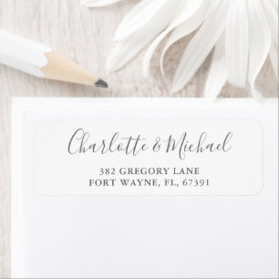 Signature Script Gray White Wedding Return Address Return Address Label