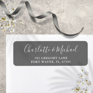 Signature Script Grey Wedding Return Address Label