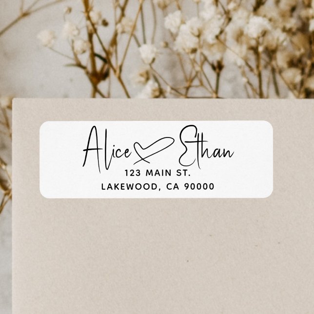 Signature Script Heart Modern Label Return Address Label (Creator Uploaded)