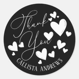 Signature Script Hearts Order Customer Thank You C Classic Round Sticker