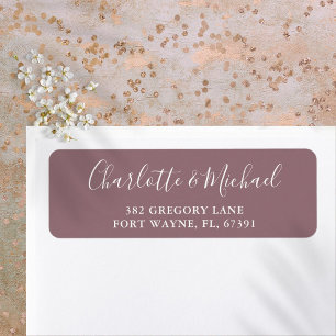 Signature Script Mauve Wedding Return Address Label