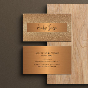 Signature script modern glam gold glitter business card
