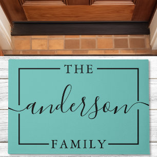 Signature Script Personalised Teal Family Name Doormat