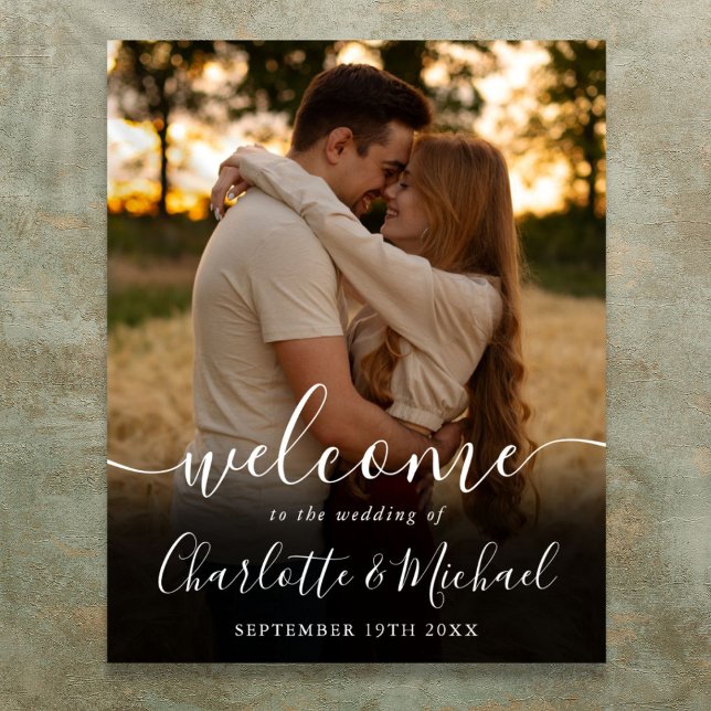 Signature Script Photo Wedding Welcome Sign (Signature Script Photo Wedding Welcome Sign)