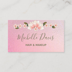 Signature Script Pink And Green floral Business  Business Card