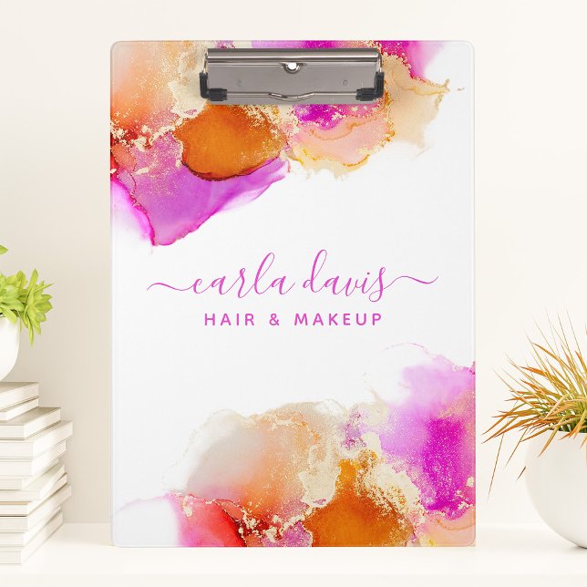 Signature Script Pink Orange Alcohol Ink Clipboard (Creator Uploaded)