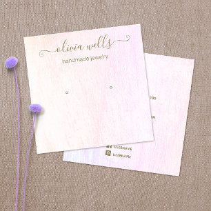 Signature Script Pink Wood Earring Display Square Business Card