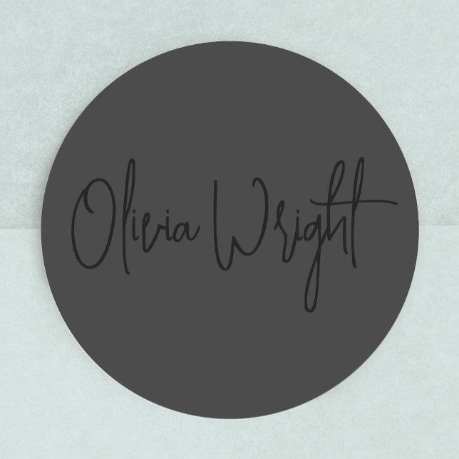  Signature Script, Professional Black on Black Classic Round Sticker (Creator Uploaded)