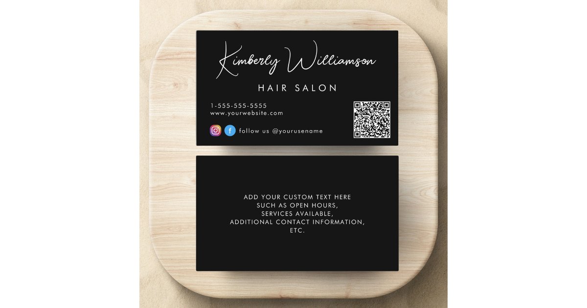 Signature Script QR Code Black Business Card | Zazzle