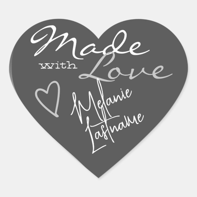 Signature Script Silver Grey Made with Love Heart Sticker (Front)