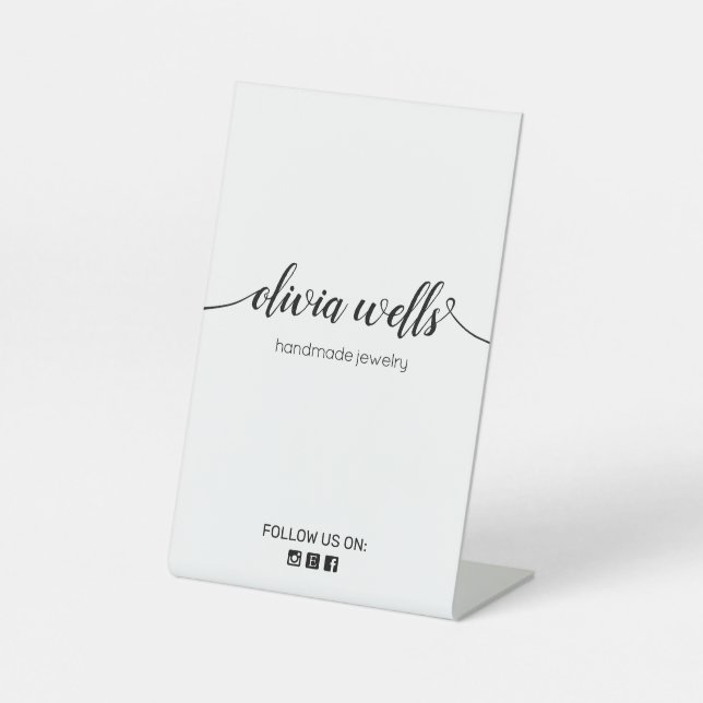 Signature Script Social Media Icon Pedestal Sign (Front)