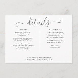 Signature Script Wedding Details Information Enclosure Card