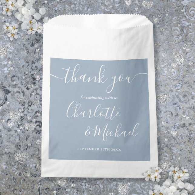 Signature Script Wedding Dusty Blue Thank You Favour Bag (Signature Script Wedding Dusty Blue Thank You Favor Bag)