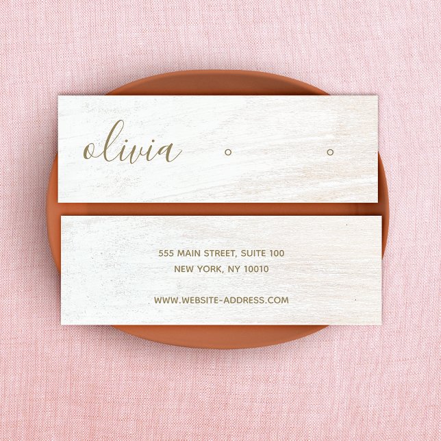 Signature Script White Wood Earring Display Mini B Business Card (Creator Uploaded)