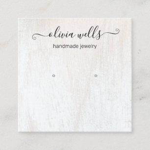 Signature Script White Wood Earring Display Square Business Card