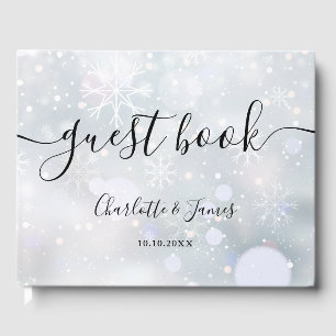 Signature Script Winter Snowflakes Wedding Guest Book
