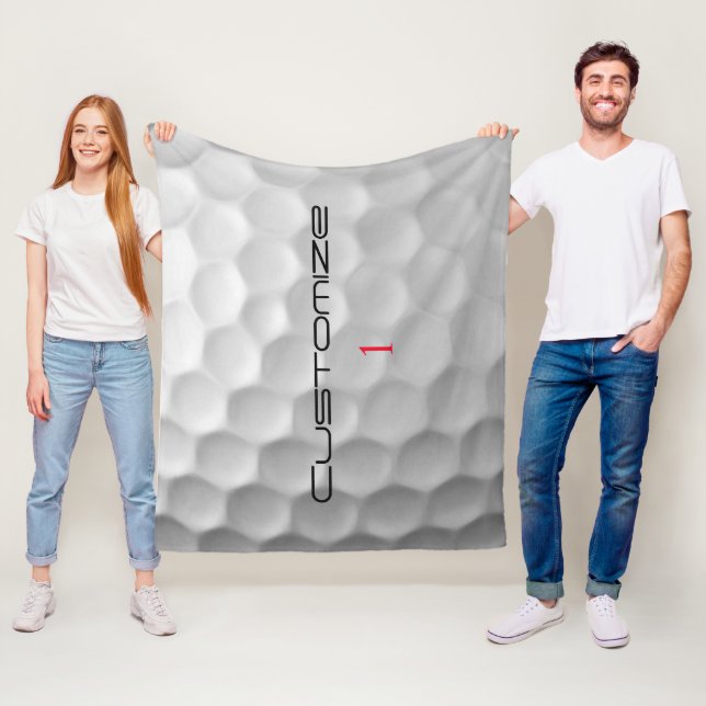 Signature Series 1 Personalised Golf Ball Gifts Fleece Blanket (In Situ)