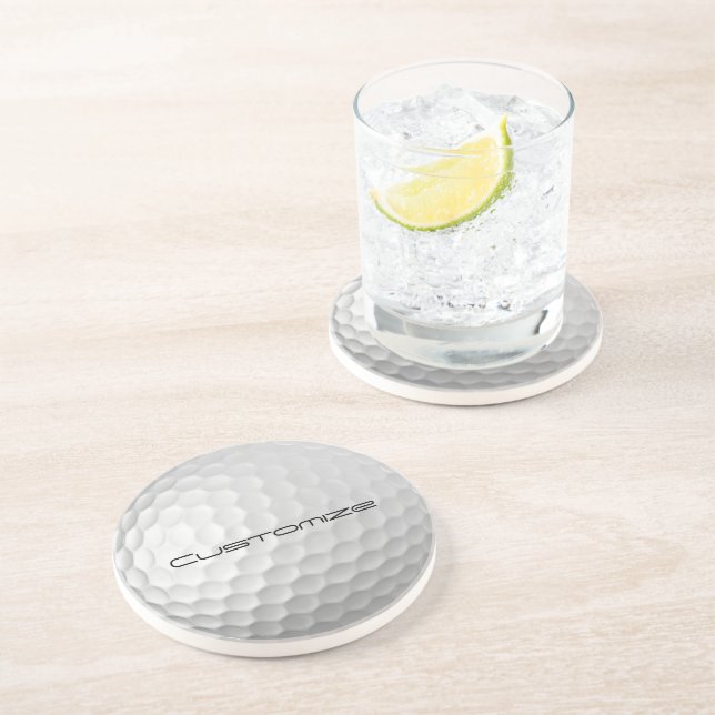 Signature Series Personalised Golf Ball Gifts Coaster (Side)