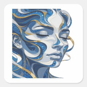 Signature Silver Abstract Decal Art Square Sticker