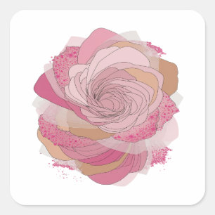 Signature Silver Abstract Decal Design Square Sticker