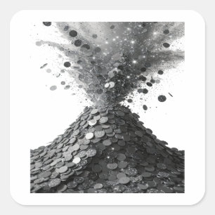 Signature Silver Abstract Square Sticker