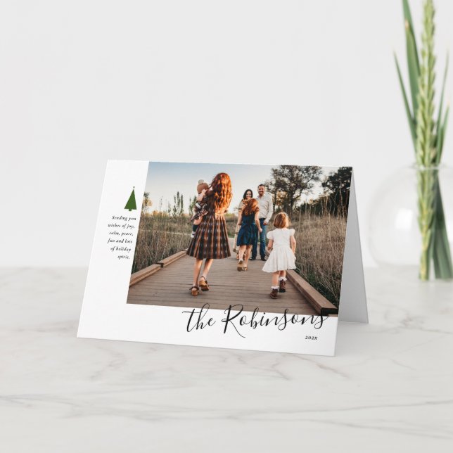 Signature Tree Single Photo Folded Holiday Card (Front)