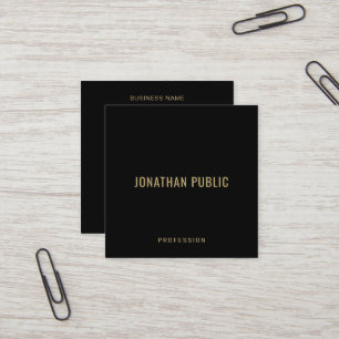 Signature UV Matte Paper Elegant Black And Gold Square Business Card