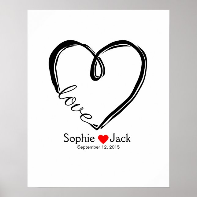 signature wedding guest book infinity heart colour (Front)