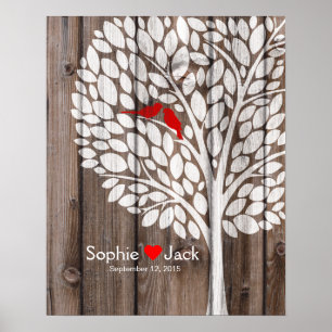 signature wedding guest book tree red wood