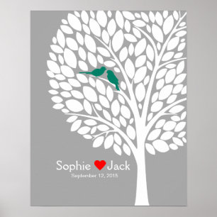 signature wedding guest book tree teal colour