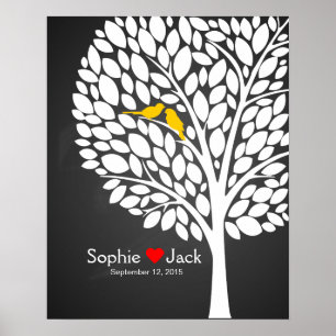 signature wedding guest book tree yellow chalk