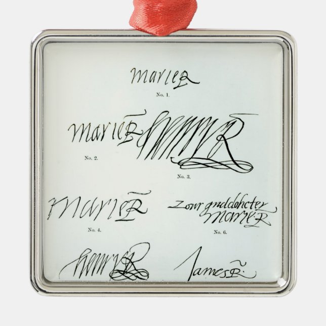 Signatures of Mary Queen of Scots Metal Tree Decoration (Front)