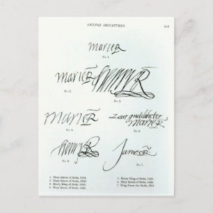 Signatures of Mary Queen of Scots Postcard